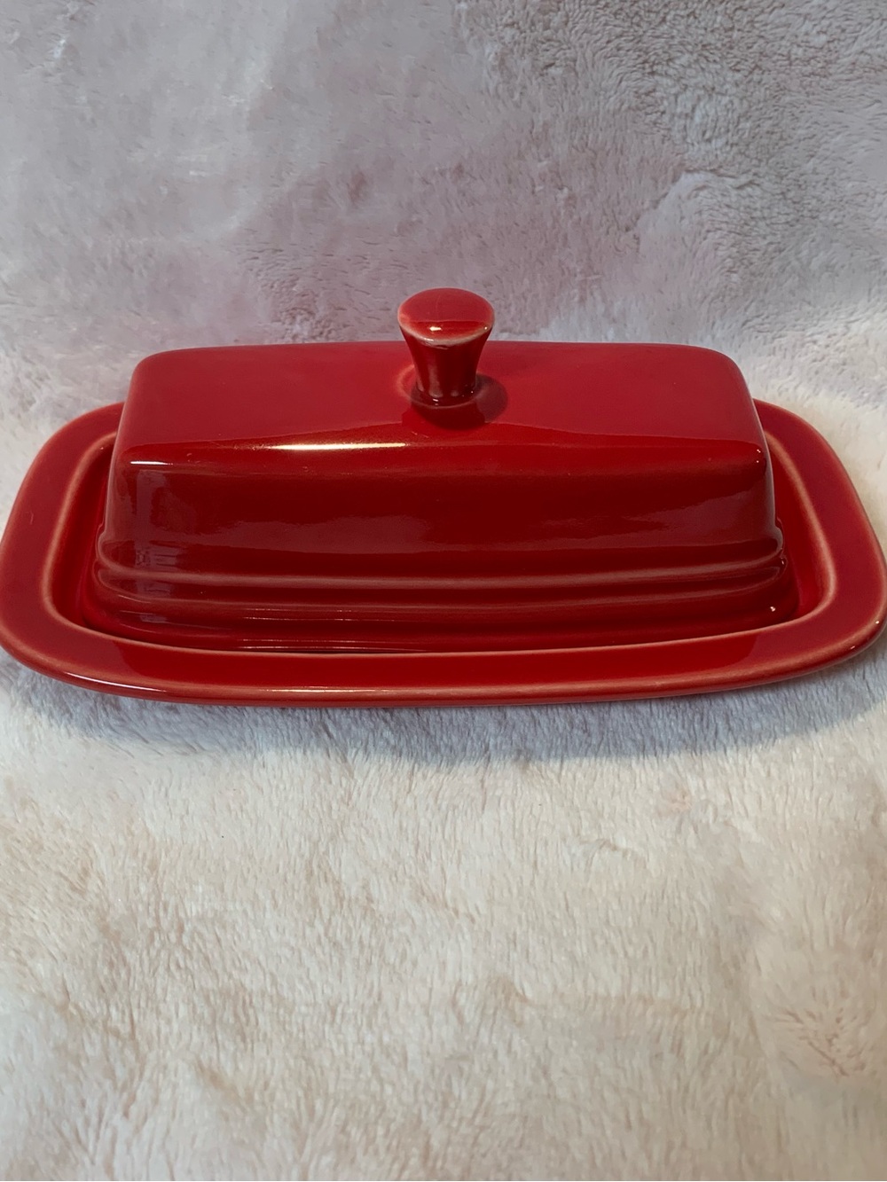Fiestaware Red Ceramic Butter Dish with Lid